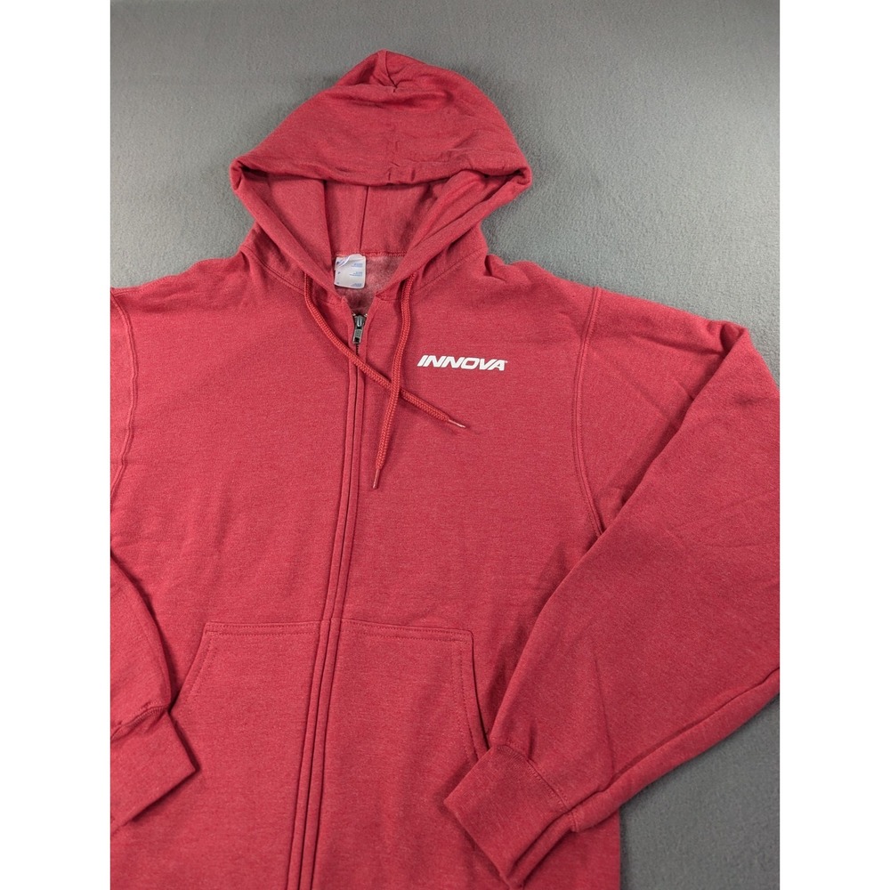 Innova Disc Golf Hoodie Small Red Full Zip Sweatshirt Compass Graphic Team - Picture 6 of 15